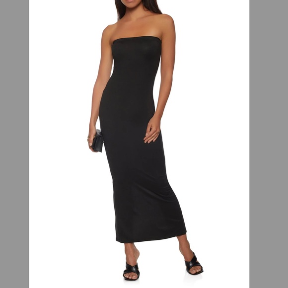 FREE PEOPLE FP BEACH BLACK RIO STRAPLESS SWEATER MAXI DRESS - Picture 2 of 12